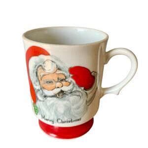 Vintage Lefton Santa Claus Mug Cup Merry Christmas Footed Pedestal #7235